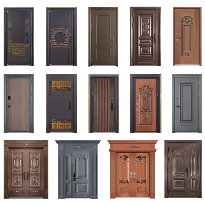 Porta d'acciaio inossidabile Porta del pannello a prova di acqua della pelle non finita speciale su misura Porta in vendita Design moderno Appartamento esterno Porta in acciaio inossidabile colorato Nuove impostazioni Progettazione della...