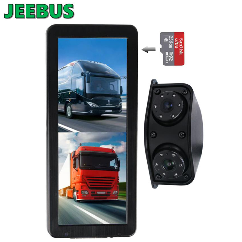 HD Visione notturna impermeabile Videocamera per retrovisione anteriore AHD Dual Video Dash Cam Mirror DVR Sistema di monitoraggio per autobus