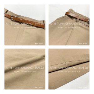 Design ampio Minimalista Stile dritto Casual Gonna longuette oversize personalizzata in cotone e lino tinta unita 16532