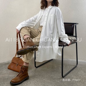 Design flessibile Minimalista Colore solido Casuale Colore Stampa cotone di colore e lino sovradimensionato personalizzato 15617 Camicie