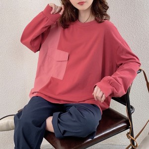 Design flessibile in stile Minimalist Round Collar stile maniche Stitched stile Cassual Solid color cotone e lino sovradimensionato personalizzato 12635 Sweatshirts