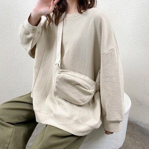 Design flessibile in stile Minimalist Round Collar stile maniche Stitched stile Cassual Solid color cotone e lino sovradimensionato personalizzato 12686 Sweatshirts