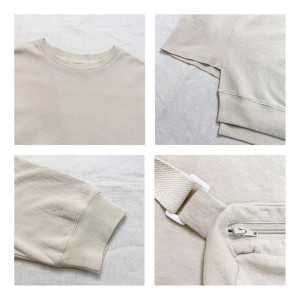 Design flessibile in stile Minimalist Round Collar stile maniche Stitched stile Cassual Solid color cotone e lino sovradimensionato personalizzato 12686 Sweatshirts