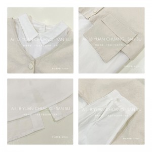 Design flessibile Minimalista Colore solido Casuale Sfollato Rivestimento su misura eccessiva 19550 Camicia allentata + Waistscoat