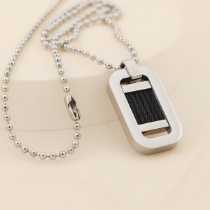 Collana con pendente in filo d\'acciaio nero bicolore in acciaio inossidabile all\'ingrosso