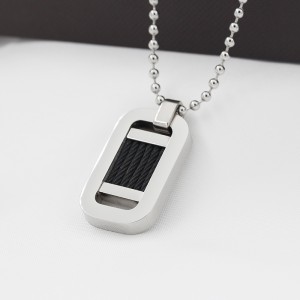 Collana con pendente in filo d\'acciaio nero bicolore in acciaio inossidabile all\'ingrosso