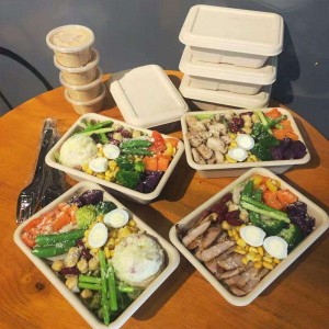 Contenitori per alimenti biodegradabili ecologici rettangolari contenitori per alimenti usa e getta da asporto di amido di mais