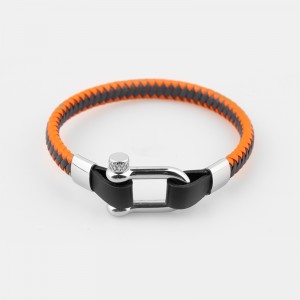 Braccialetto in pelle intrecciato Bracciale Womens Acciaio inossidabile