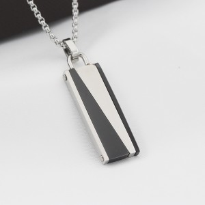 Mens Womens Jewelry Stainless Steel Pendant Two-tone Black Collance Chain