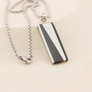 Mens Womens Jewelry Stainless Steel Pendant Two-tone Black Collance Chain