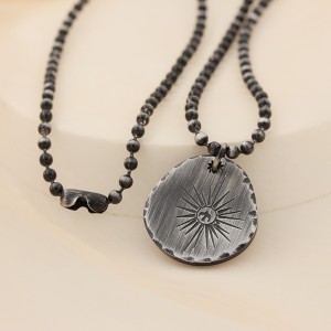 Collana nera antica Collana rotonda in acciaio inossidabile con pendente a stella brillante