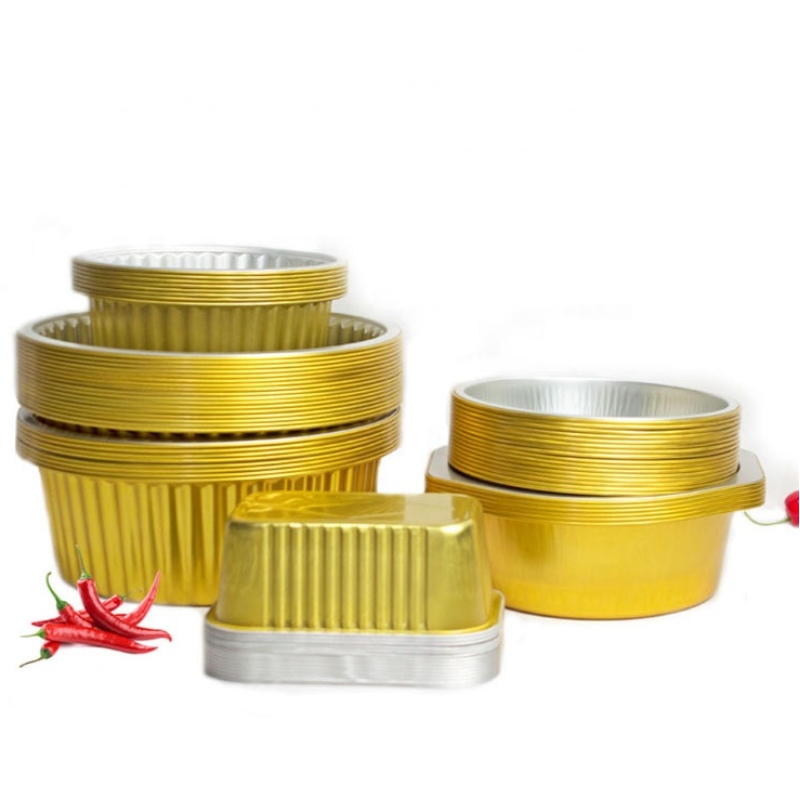 Contenitore per alimenti riscaldabile contenitore per alimenti in oro per conservazione del calore contenitore per alimenti in alluminio da asporto riciclabile