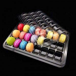 Scatole di macarons di dimensioni personalizzate 24 scomparti Scatole di imballaggio per caramelle trasparenti Confezione blister