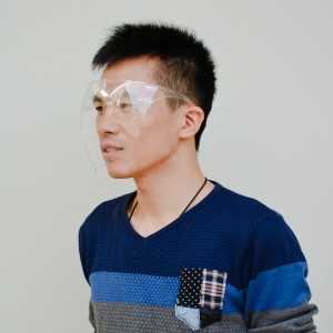 Protezione antispruzzo con blocco facciale in plastica con cornice