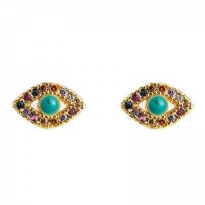 Orecchini di perno femminile del temperamento semplice e americano e americano in ottone in ottone placcato oro colorato zircone Devil \\\\ \'s orecchini selvatici orecchini selvatici