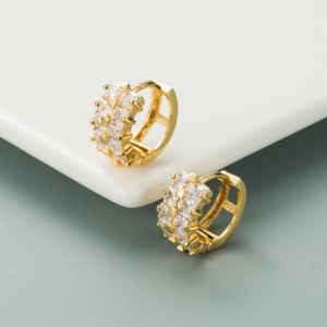 Ins serie Rainbow Serie Europeo e americano Orecchini di personalità europea in rame Placcato oro micro-intaidico colore doppia riga orecchini zirconi orecchini hip-hop