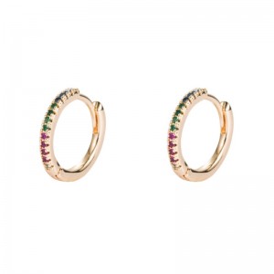 Personalizzazione europea e americana Moda del vento freddo del vento leggermente intarsiato di colore zircone in ottone placcato oro fibbia auricolare orecchini orecchini hip-hop orecchino