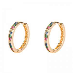 Orecchini circolari colorati europei e americani, orecchini piccoli cerchio, orecchini geometrici, orecchini di orecchini hip-hop diamante a colori femminili