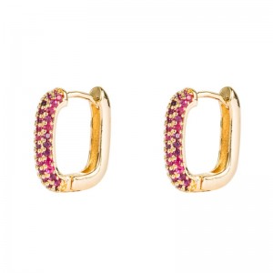 Ins serie Rainbow Serie Europeo e americano orecchini femminili in rame geometrico placcato oro placcato oro colorato zircone zirconi orecchini hip-hop