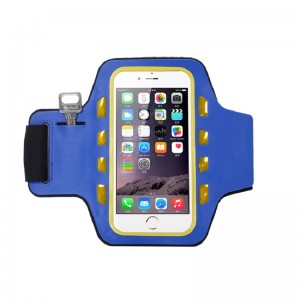 Il campione gratuito può essere personalizzato Sport Sport LED Light Black Brandband Phone Borsa per cellulare