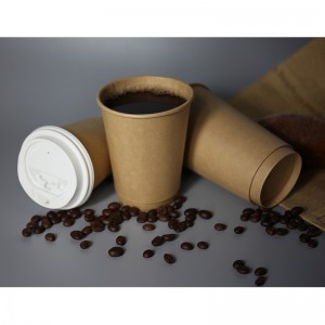 500 ml PE/pla fodera doppia tazza di carta da parete 16 oz-kraft
