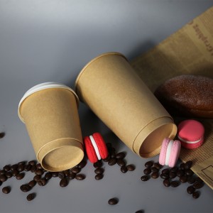 500 ml PE/pla fodera doppia tazza di carta da parete 16 oz-kraft