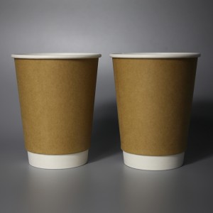 350ml PE/pla fodera doppia tazza di carta da parete 12 oz- kraft