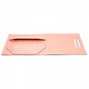 Logo personalizzato stampato carta pieghevole pacco piatto cosmetico regalo confezione rosa con manico