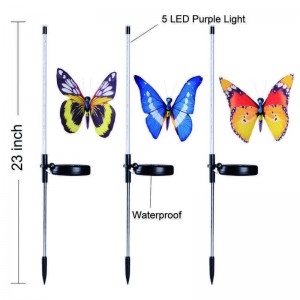 Multi-Color Change LED Giardino Luci solari Fibra ottica Butterfly Luci decorative Giardino Solar Solar Lights