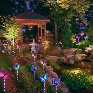 Multi-Color Change LED Giardino Luci solari Fibra ottica Butterfly Luci decorative Giardino Solar Solar Lights