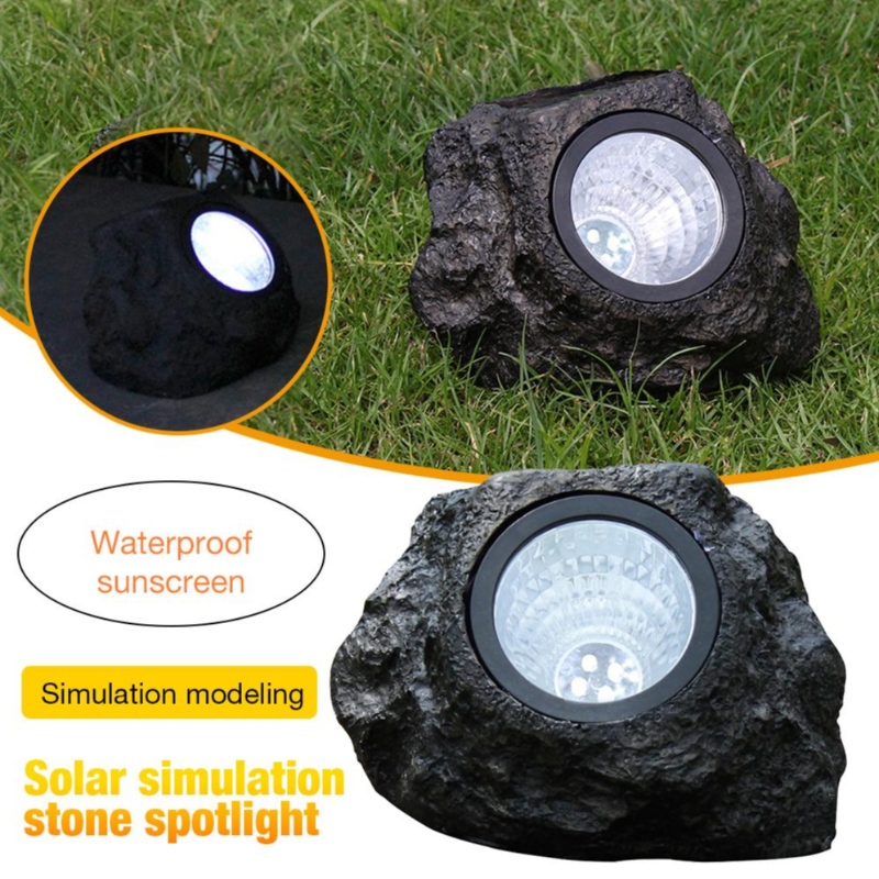 Lampada rocciosa a led all'aperto 4 LED Solar Landscape Stone Garden Garden Light