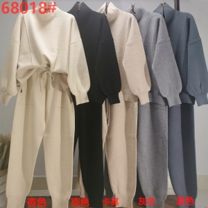 Casual Fashion Trend Versatile Knit High Collo alto Abito a due pezzi 68018#