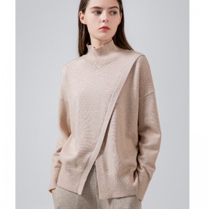 Trend alla moda Casual Joker Foundation High Neck Knit Split Single Top 68038#