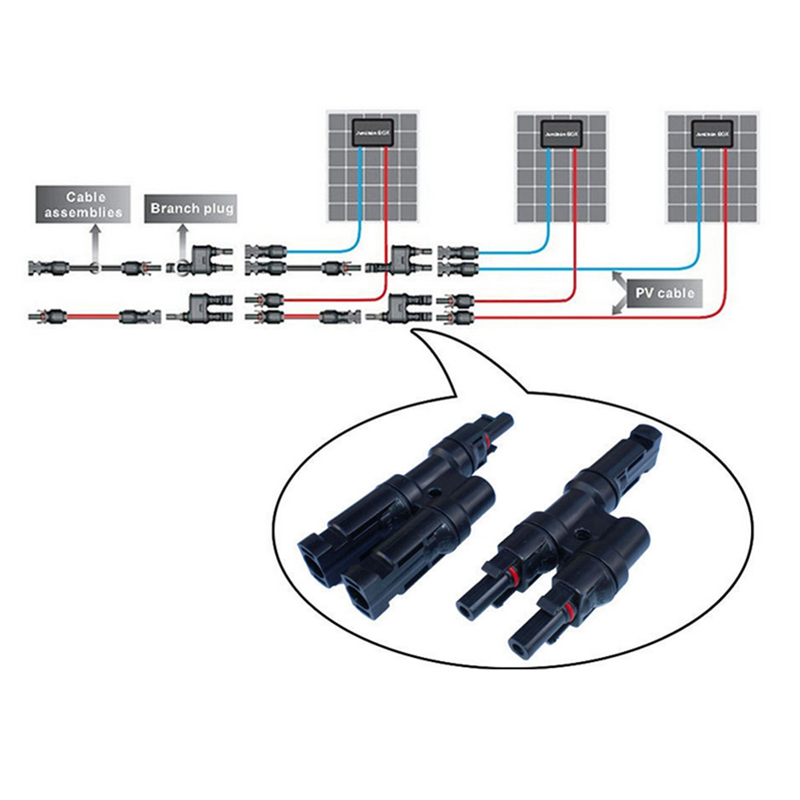 Connettore fotovoltaico multiplo con connettore solare da 2 to1 connettore solare per collegamento del pannello solare Connettore maschio e femmina