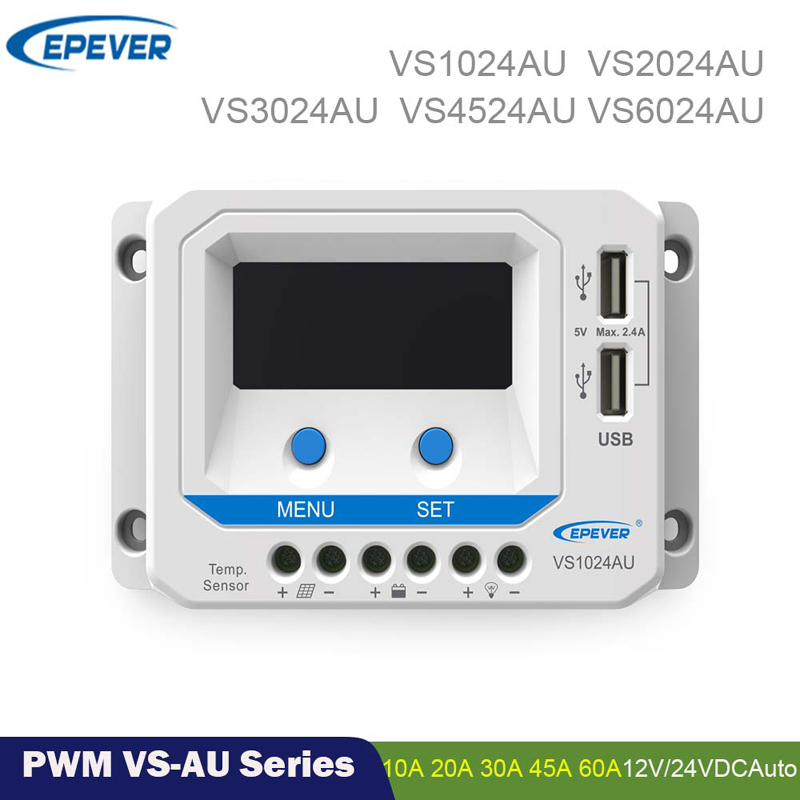 EPEVER PWM 60A45A30A20A10A Controller per caricatore solare 12V 24V Auto Retroilluminazione LCD Regolatore del pannello solare Dual USB ViewStar-AU Series