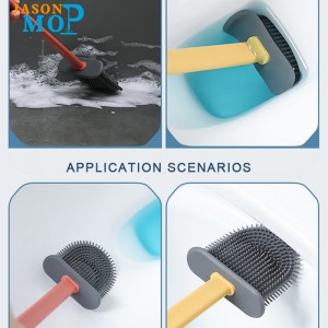 JASON Spazzola per WC in plastica per pulizia domestica Spazzola per WC in silicone morbido piatto con