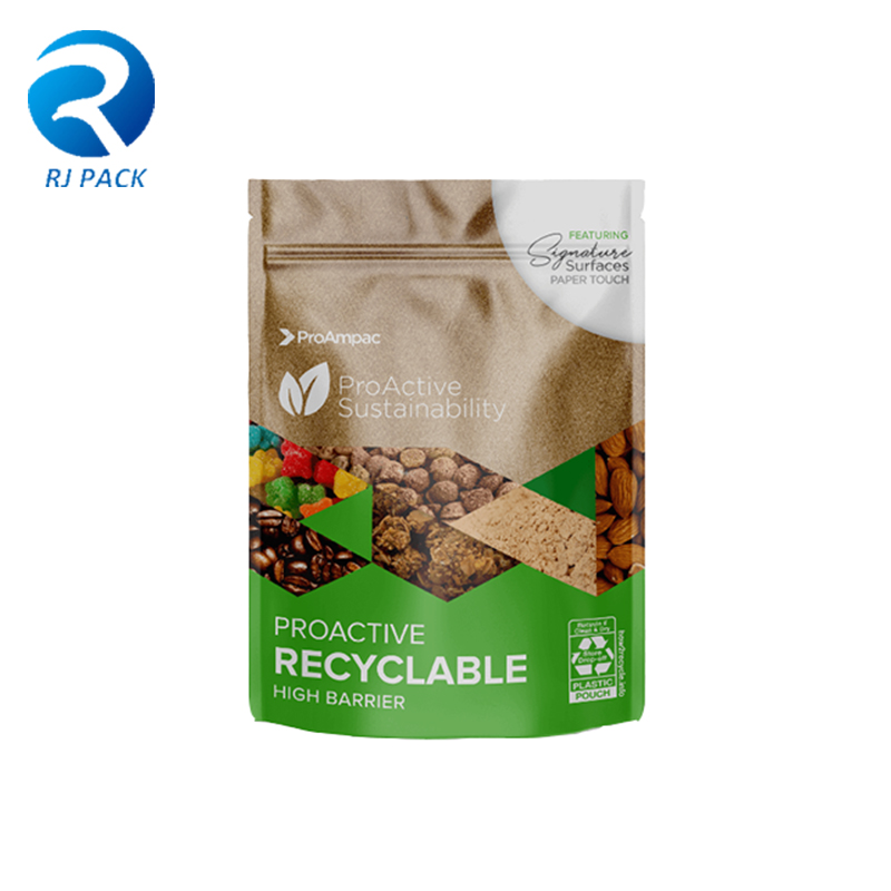 Custodia alta riciclabile Eco ad alta barriera per alimenti o confezioninon alimentari con cerniera