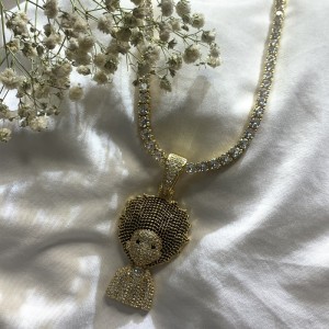 Collana di hip hop a testa esplosiva solida zircon