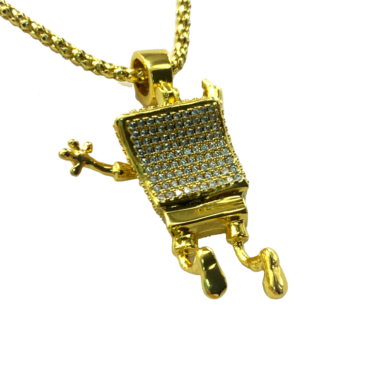 Collana Hip Hip Hop Zircon SpongeBob intarsiato