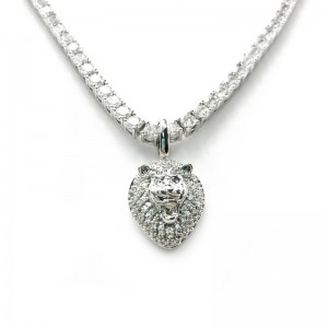 Pendente a testa di leone del rame dell\'anca hop personalizzato placcato oro reale con collana della catena cubana (piccola)