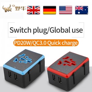 Ilnuovo PD Fast Charger Conversion Plug Plug universale Plug Convertitore da viaggio a ricarica rapida Convertitore universale