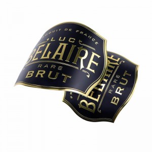 Adesivo di lusso personalizzato Adesiv E Gold Aliumium Sticker Etichetta in metallo in metallo in alluminio personale in rilievo per bottiglia di vino rosso