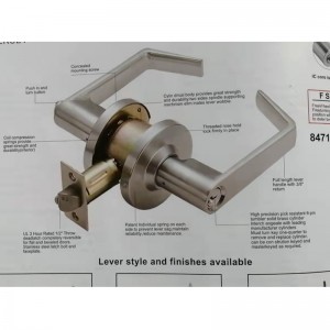 7205 Grado 2 Duty Duty Office Dorso Lockset a leva a leva, Finitura del Chrome Satin