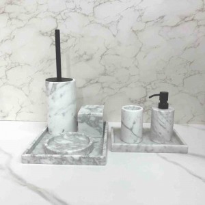Accessori per il bagno in marmo reale all\'ingrosso set di spazzole da toilette