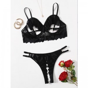 New Hot Fashion Black Hollow Out Lace Maglia Mini Delle Donne Mini Dress Sexy Lingeri