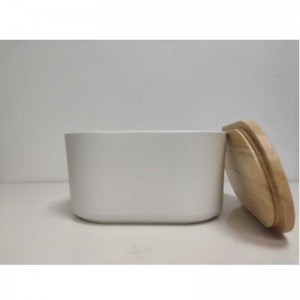 All\'ingrosso lungo con coperchio in legno scatola di stoccaggio in gres in ceramica