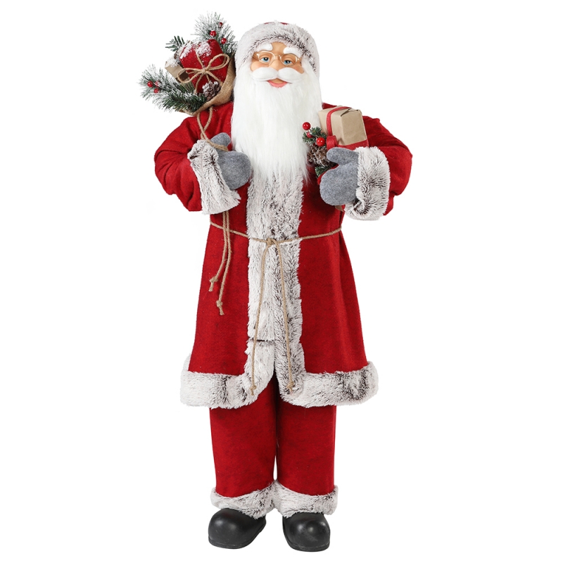 30 ~ 110 cm Natale in piedi Babbo Natale con sacchetto regalo ornamento decorazione festival figura figurina collezione tradizionale Natale