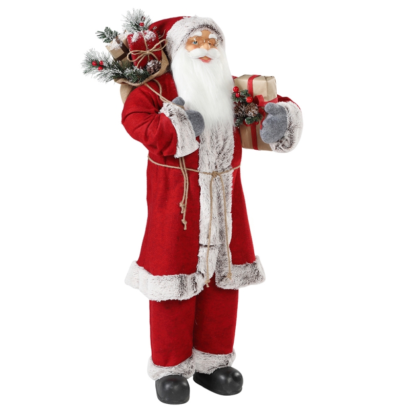 30 ~ 110 cm Natale in piedi Babbo Natale con sacchetto regalo ornamento decorazione festival figura figurina collezione tradizionale Natale