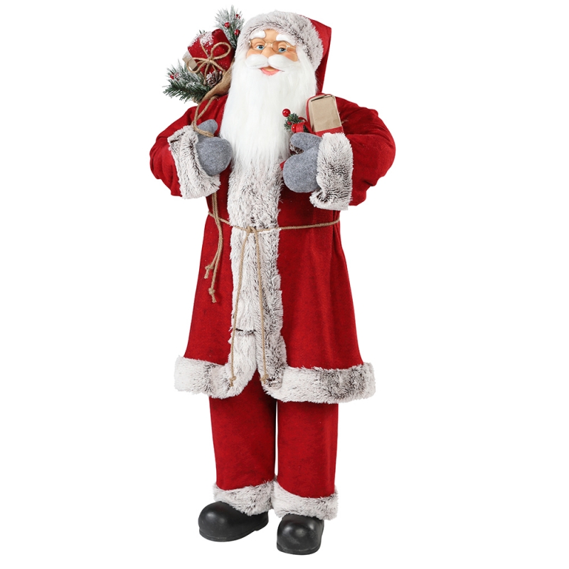 30 ~ 110 cm Natale in piedi Babbo Natale con sacchetto regalo ornamento decorazione festival figura figurina collezione tradizionale Natale