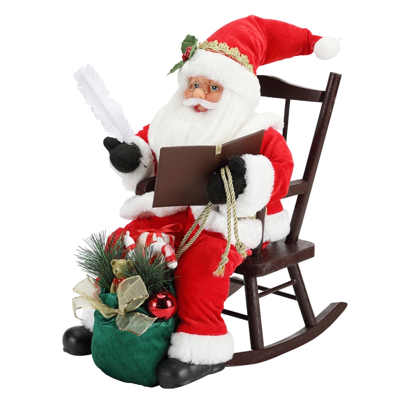 45cm Babbo Natale seduto sulla sedia che scrive e lettura book decorazione figurine collezione tessuto festival festival personalizzato oggetto